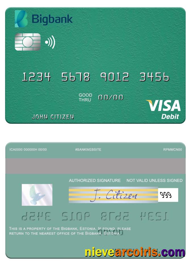 Estonia Bigbank visa debit card